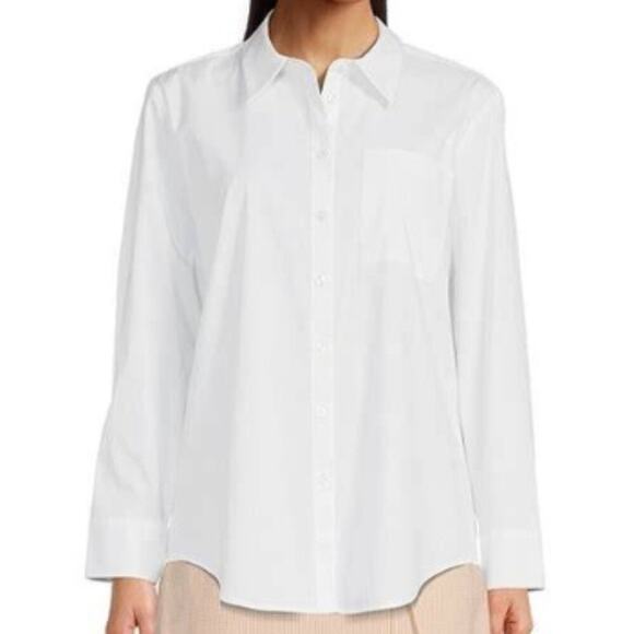 Alex Marie Mackenzie Point Collar Button Front Blouse White S - Picture 1 of 2